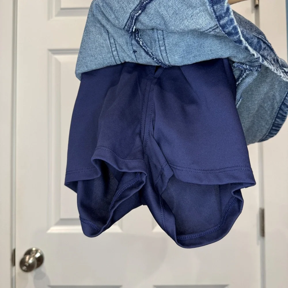 Justice Girls Denim Cargo Skort Acid Wash Blue Belted Mini Skirt Size 10